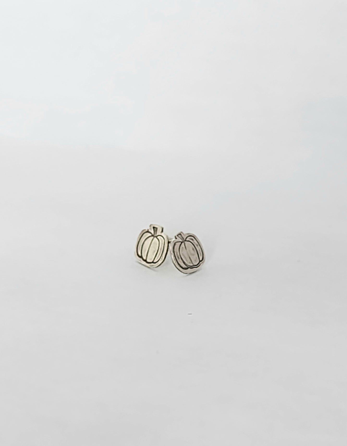 Sterling Silver Stamped Pumpkin Post Earrings