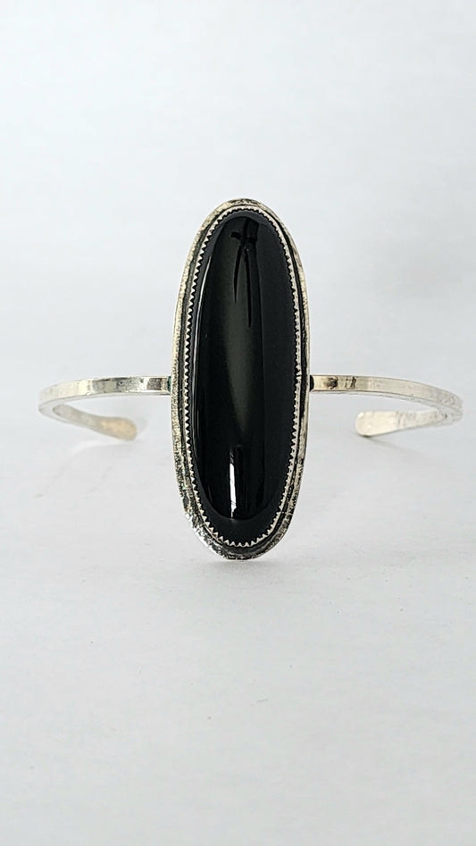 Sterling Silver Black Onyx Cuff Bracelet