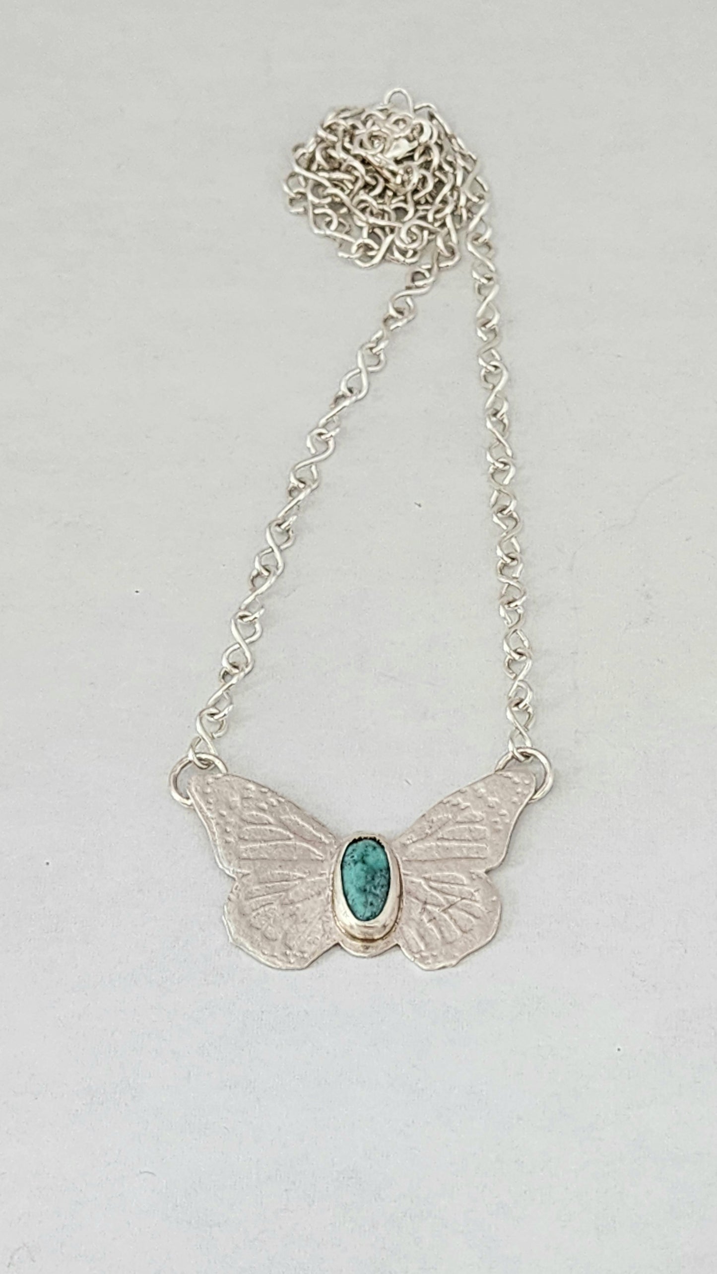 Sterling Silver Butterfly Turquoise Necklace