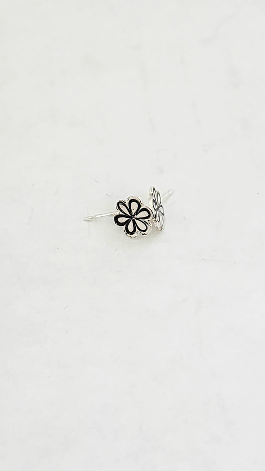 Sterling Silver Stamped Flower Earrings