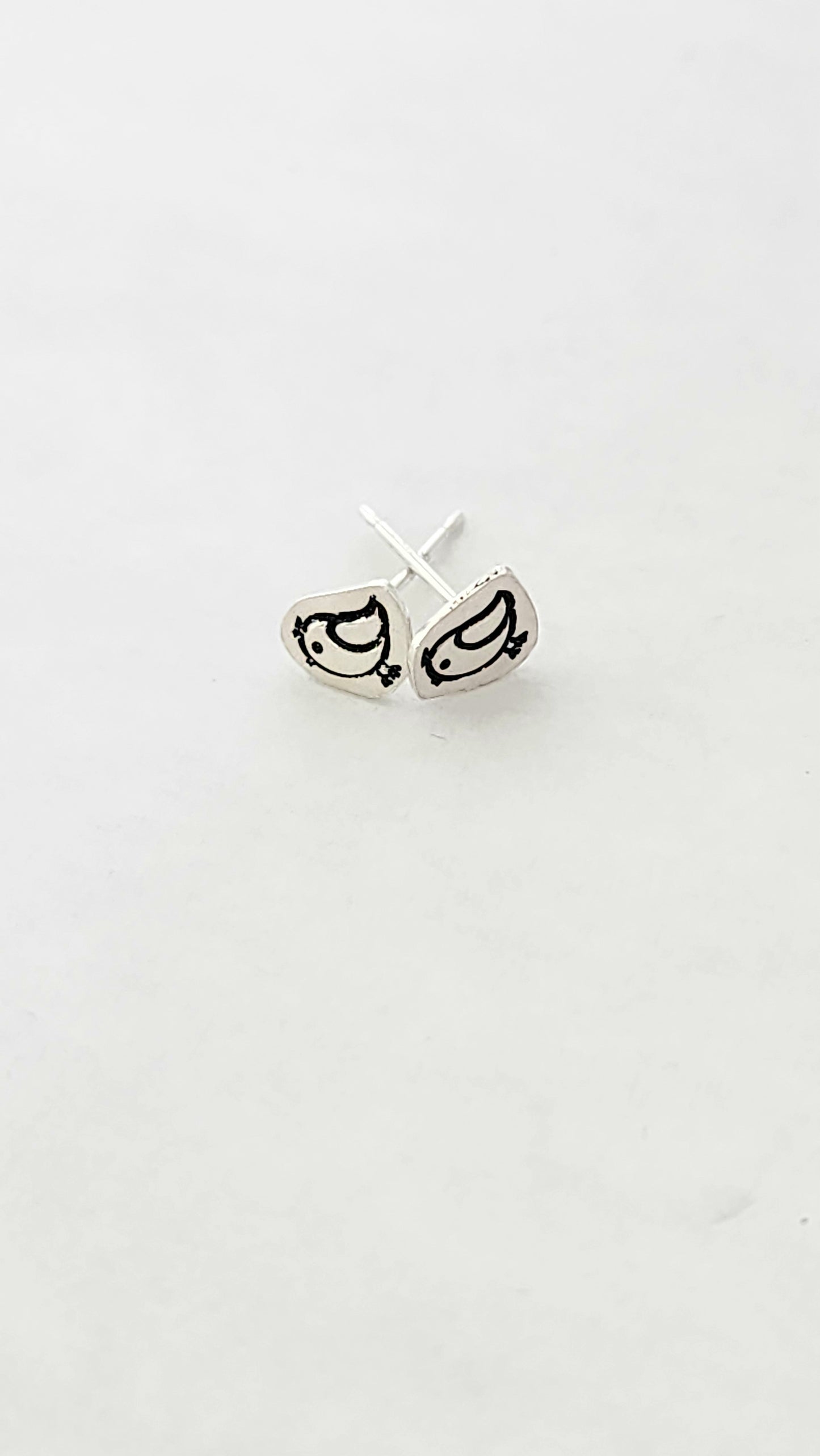 Sterling Silver Stamped Bird Earrings